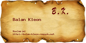 Balan Kleon névjegykártya
